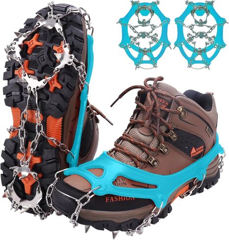 WIN.MAX Crampons for Shoes, Traction Cleats Ice Snow Grips with 19 Stainless Steel Spikes, Shoe Talons Anti - Slip Boots Spikes for Walking, Jogging, Climbing and Hiking in Saudi Arabia