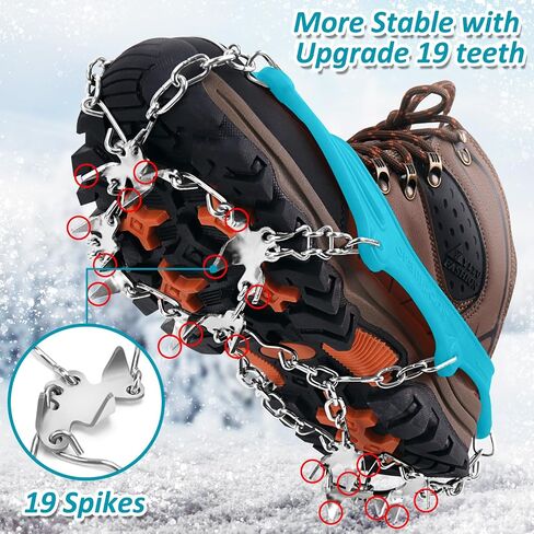 WIN.MAX Crampons for Shoes, Traction Cleats Ice Snow Grips with 19 Stainless Steel Spikes, Shoe Talons Anti - Slip Boots Spikes for Walking, Jogging, Climbing and Hiking in Saudi Arabia