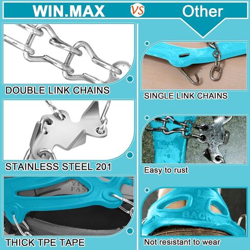 WIN.MAX Crampons for Shoes, Traction Cleats Ice Snow Grips with 19 Stainless Steel Spikes, Shoe Talons Anti - Slip Boots Spikes for Walking, Jogging, Climbing and Hiking in Saudi Arabia