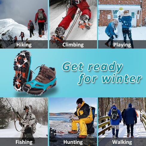 WIN.MAX Crampons for Shoes, Traction Cleats Ice Snow Grips with 19 Stainless Steel Spikes, Shoe Talons Anti - Slip Boots Spikes for Walking, Jogging, Climbing and Hiking in Saudi Arabia