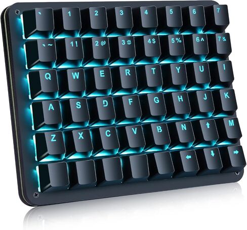 Koolertron Single-Handed Macro Mechanical Keyboard, Blue LED Backlight Portable Single-Handed Mechanical Gaming Keyboard 48 Fully Programmable Keys Red Axis in Saudi Arabia
