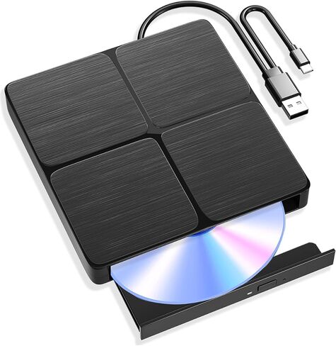 Dual Interface Blu-Ray Optical Writer USB3.0 Type-C for Windows Mac Linux | Plug & play, no driver needed; durable laser; stable burning; supports BD/DVD/CD; ideal for data backup, media playback in Saudi Arabia