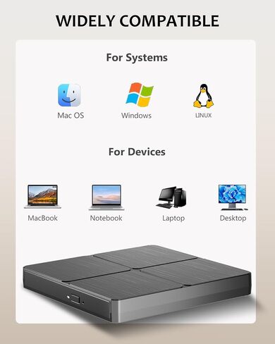 Dual Interface Blu-Ray Optical Writer USB3.0 Type-C for Windows Mac Linux | Plug & play, no driver needed; durable laser; stable burning; supports BD/DVD/CD; ideal for data backup, media playback in Saudi Arabia