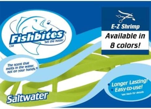 Fishbites E-Z Longer Lasting Shrimp Scented Saltwater Bait – 1/2" Wide x 12" Cut-to-Size Strips – Fiber-Mesh Reinforced, Stays on Hook for Surf Casting & Jigging – Fishing Gear in Saudi Arabia