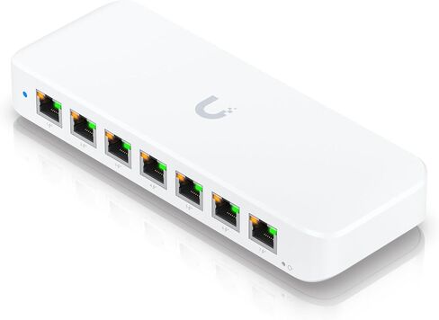 USW‑Ultra‑60W 8‑Port Gigabit PoE Switch, 60W Power Budget | Bundled with QALYNX 3ft Slim Cat6A Patch Cable (28 AWG) in Saudi Arabia