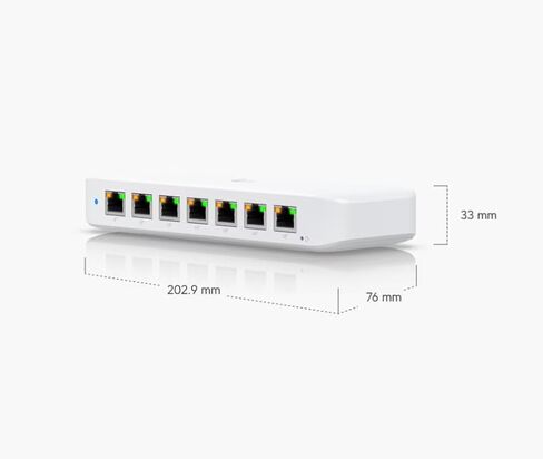USW‑Ultra‑60W 8‑Port Gigabit PoE Switch, 60W Power Budget | Bundled with QALYNX 3ft Slim Cat6A Patch Cable (28 AWG) in Saudi Arabia