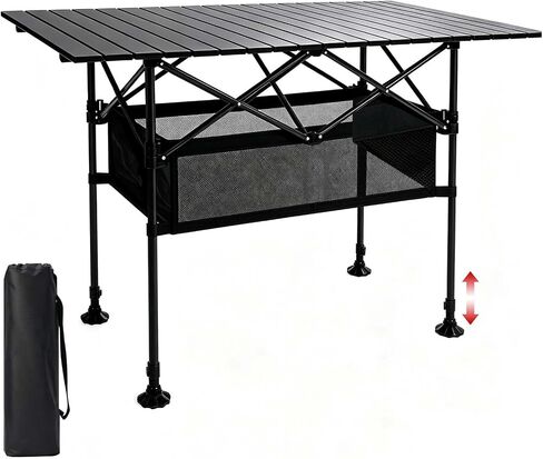 Damei century Large Folding Camping Table, 46.45×25.6in, Adjustable Height | Aluminum, Storage Pocket, Anti-Collapse Feet in Saudi Arabia
