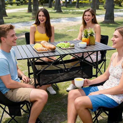 Damei century Large Folding Camping Table, 46.45×25.6in, Adjustable Height | Aluminum, Storage Pocket, Anti-Collapse Feet in Saudi Arabia
