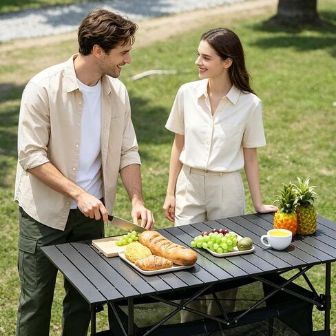 Damei century Large Folding Camping Table, 46.45×25.6in, Adjustable Height | Aluminum, Storage Pocket, Anti-Collapse Feet in Saudi Arabia