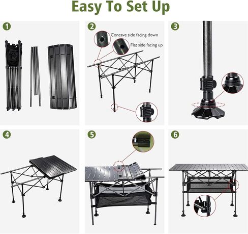 Damei century Large Folding Camping Table, 46.45×25.6in, Adjustable Height | Aluminum, Storage Pocket, Anti-Collapse Feet in Saudi Arabia