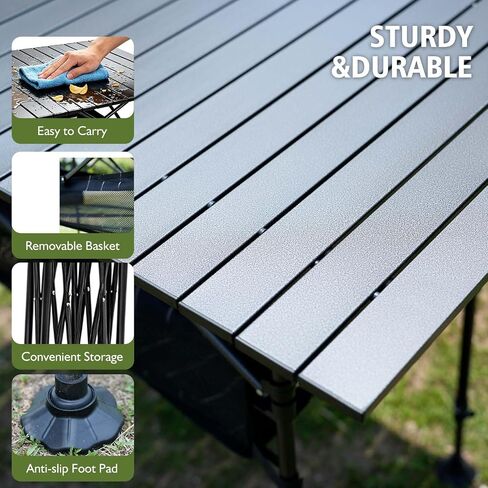 Damei century Large Folding Camping Table, 46.45×25.6in, Adjustable Height | Aluminum, Storage Pocket, Anti-Collapse Feet in Saudi Arabia