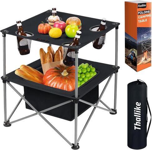 Portable Folding Camping Table Lightweight Outdoor Picnic Table with 4 Cup Holders & Storage Case Collapsible Tailgating Table for Camping Backyard Grill Outdoor Concerts in Saudi Arabia