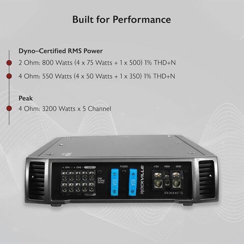 روكفيل RXH-F5 مضخم صوت السيارة الهجين 5 قنوات بقدرة 3200 وات الذروة / 800 وات RMS in Kuwait