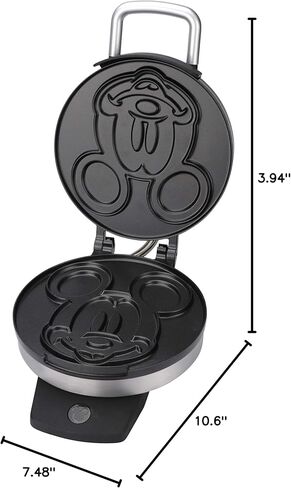 Disney DCM-1 Classic Mickey Waffle Maker, Brushed Stainless Steel | Nonstick Mickey Mouse Waffle Iron for Fun Disney Breakfasts at Home, Easy to Use with Non-Skid Feet in Saudi Arabia