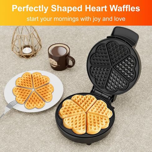 KEINVE Heart Waffle Maker, 750W Nonstick Double-side Heating Mini Heart Waffle Maker, Easy to Clean, Home Baking Machine | Fast Heating, Nonstick Coating, Indicator Lights, Easy to Clean, Home Baking Machine in Saudi Arabia
