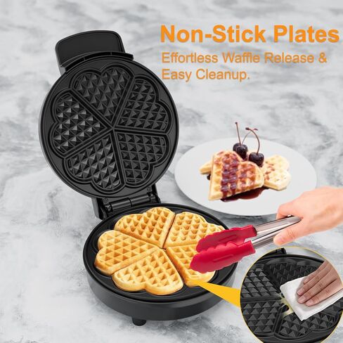 KEINVE Heart Waffle Maker, 750W Nonstick Double-side Heating Mini Heart Waffle Maker, Easy to Clean, Home Baking Machine | Fast Heating, Nonstick Coating, Indicator Lights, Easy to Clean, Home Baking Machine in Saudi Arabia