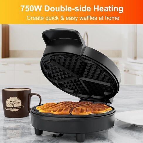 KEINVE Heart Waffle Maker, 750W Nonstick Double-side Heating Mini Heart Waffle Maker, Easy to Clean, Home Baking Machine | Fast Heating, Nonstick Coating, Indicator Lights, Easy to Clean, Home Baking Machine in Saudi Arabia