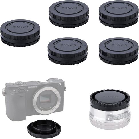 JJC E-Mount Body & Rear Lens Cap Cover for Sony, Replaces ALC-B1EM, 2-Pack | Compatible with Sony A1 II A7C II A7R VI V IV A7 V IV III A7S III A9III A6600 A6500 A6400 A6300 A6100 ZV-1 ZV-E10 in Kuwait