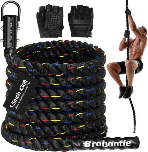 Climbing Rope Gym Workout - 1.5inch Diameter with 10FT 15FT 20FT 30FT 40FT Gym Climb Rope Heavy Duty Workout Exercise Ropes for Adults Indoor Outdoor Strength Training in Saudi Arabia