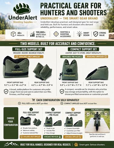 Shooting Range Bags for Rifles, Unfilled Front & Rear Set with Rear Squeeze Bag for Bench Rest Sight-in with Reinforced Stitching, Leather-Topped Non-Marring Contact, Fill with Sand, Beans, Unfilled in Saudi Arabia