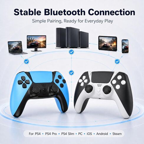 2 Pack for PS4 Controller with No Drift ALPS Stick Back Paddles Macro Turbo | Pro Level Control for for PlayStation 4/Pro/Slim/PC/Steam,Wireless for DualShock,1200mAh Battery,Type-C Charging,Play Better in Saudi Arabia