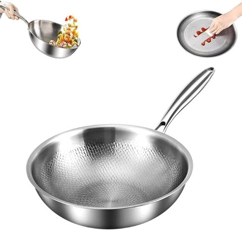 Toutrop Titanium Wok with Lid, Titanium Wok Pan for Cooking, Non Stick Titanium Frying Pan, No Coating Titaniums Nutri Pans, PFAS/PFOA/PTFE Free, Titanium Cookware with All Cooktops in Saudi Arabia