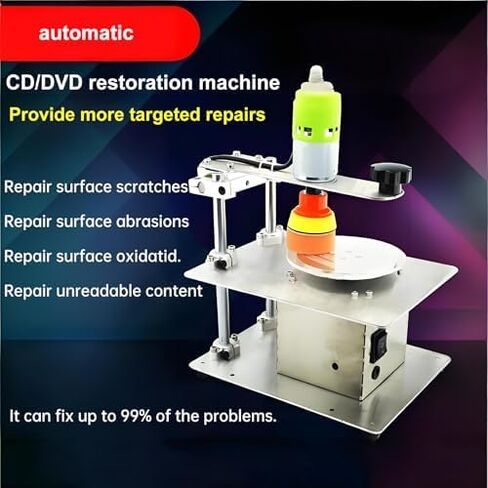 Disc Repair Machine, CD/DVD Polisher and Scratch Remover with 7 Speed Adjustable, Forward and Reverse Rotation, Stainless Steel Disc Grinder for Data Recovery in Saudi Arabia