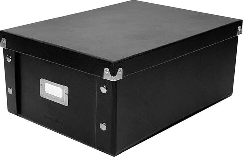 Snap-N-Store CD Storage Box - Pack of 1/2 - Durable Disc Holder with Lid to Store for Discs (2 Pack - Doublewide CD, Black) | Heavy-duty panels with reinforced corners, chrome label card, easy snap assembly, keeps CDs neatly organized in Saudi Arabia