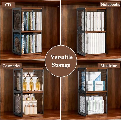 2-Tier CD Storage Holder,Stackable CD Rack Organizer,Hold 32 Cases | Wood CD Display Shelf Tower,Retro CD Cube for Cassette,Tape,CDs in Home Office,Music Lovers in Saudi Arabia