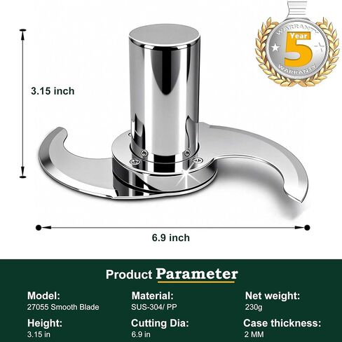 27055 Leakproof Blade for Robot Coupe R2 R2A R2N R2B R2U R201 R211 Series | 304 Stainless Steel Shell, Resists Cracking/ Chipping/ Flaking, Easy Cleanup, Modular Design for Saving Money, Durable in Saudi Arabia