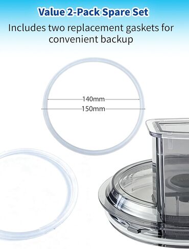 2 Pcs Silicone Lid Gasket Seal Replacement for Ninja BN600, BN601, BN602 Food Processor, Food-Grade, Heat-Resistant in Saudi Arabia