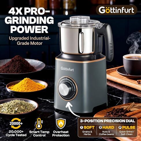 800g Grain Mill Grinder Powerful Electric Stainless Steel Spice Herb Grinder Machine with Detachable Bowl for Wheat, Nuts, Pepper and Coffee Beans in Kuwait