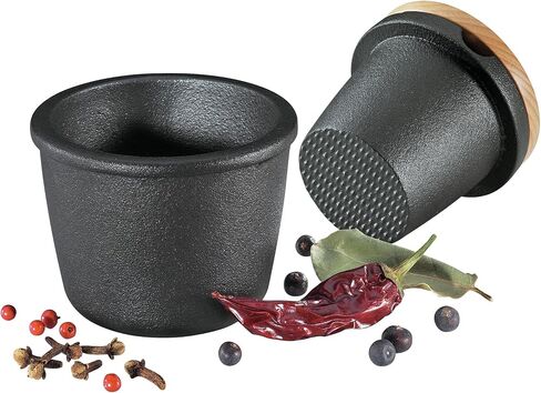 Zassenhaus Cast Iron Spice Grinder Set with Beech Wood Lid, Spice Mill, Herb and Seed Grinder, 3 Inches (Black) in Saudi Arabia