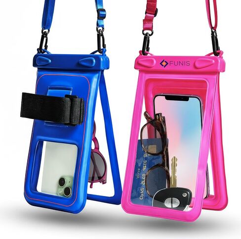 AQUAVAULT Floating Waterproof Phone Pouch, IPX8 Underwater, Large, 2 Pack | Underwater Phone Pouch with Dual Compartment for Phone & Valuables, Armband + Lanyard, Fits iPhone 17/16/15 Pro Max, S26/S25 in Saudi Arabia