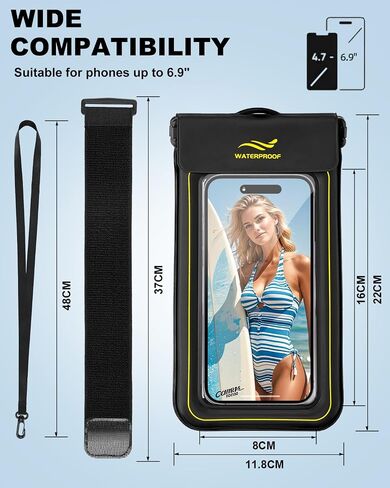 2-in-1 Waterproof Phone Pouch & Phone Armband Floating, Underwater Water Proof Phone Case with Detachable Strap, Waterproof Bags Up to 6.9", Beach Vacation Water Park Essentials in Saudi Arabia