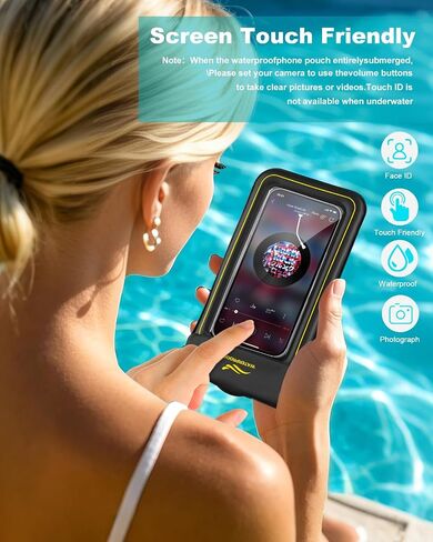 2-in-1 Waterproof Phone Pouch & Phone Armband Floating, Underwater Water Proof Phone Case with Detachable Strap, Waterproof Bags Up to 6.9", Beach Vacation Water Park Essentials in Saudi Arabia