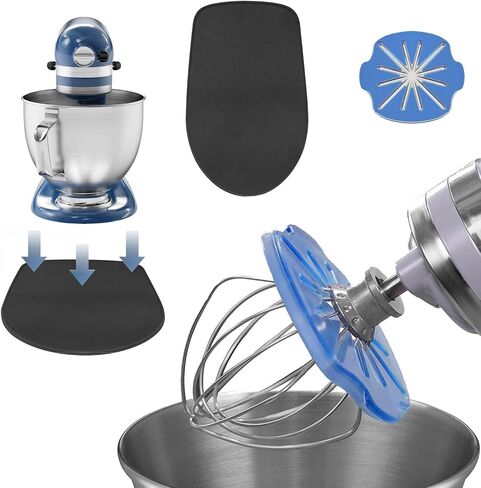 Whisk Wiper® PRO مع حصيرة منزلقة لخلاطات حامل KitchenAid - منظف الخفق وبساط منزلق للخلاط، يناسب خلاطات ذات رأس مائل 4.5Qt و5Qt، خبز خالٍ من الفوضى (أزرق) in Saudi Arabia