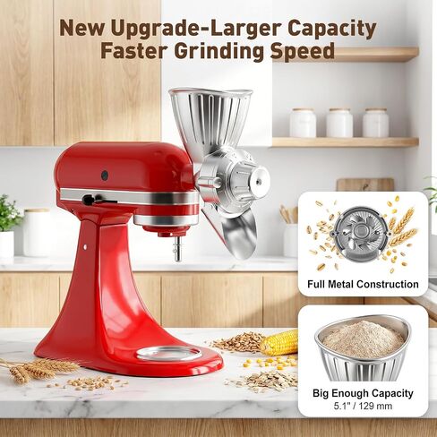 COFUN Grain Mill Attachment for Kitchen Aid Mixer | 9 Adjustable Levels All Metal Flour Mill, Fit for Wheat, Corn, Oats, Buckwheat, Millet, Coffee Beans & Dry Low-Oil Grains in Saudi Arabia