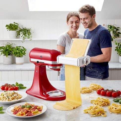 GVODE 3-in-1 Pasta Attachment for KitchenAid Stand Mixer, Pasta Maker | Includes Spaghetti Cutter, Pasta Roller and Fettuccine Cutter, Noodle Maker, Fits All KitchenAid Stand Mixer in Saudi Arabia