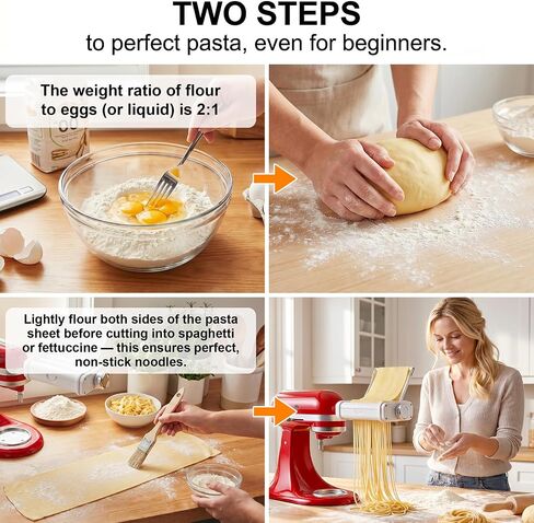 GVODE 3-in-1 Pasta Attachment for KitchenAid Stand Mixer, Pasta Maker | Includes Spaghetti Cutter, Pasta Roller and Fettuccine Cutter, Noodle Maker, Fits All KitchenAid Stand Mixer in Saudi Arabia