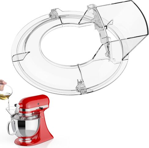 GVODE Pouring Shield for KitchenAid Mixer, 4.5-5 QT Tilt-Head Mixer | Fits Stainless Steel, Glass, and Ceramic Bowls, BPA-Free Food-Grade Plastic, Dishwasher Safe, KitchenAid Mixer Attachments in Saudi Arabia