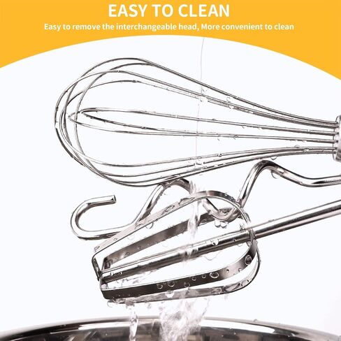 homicozy 3-Piece Stainless Steel Hand Mixer Attachment Set - Whisk, Dough Hook, Egg Beater for Drills - Dishwasher Safe, 7.5 Inch (Drill Not Included) in Kuwait
