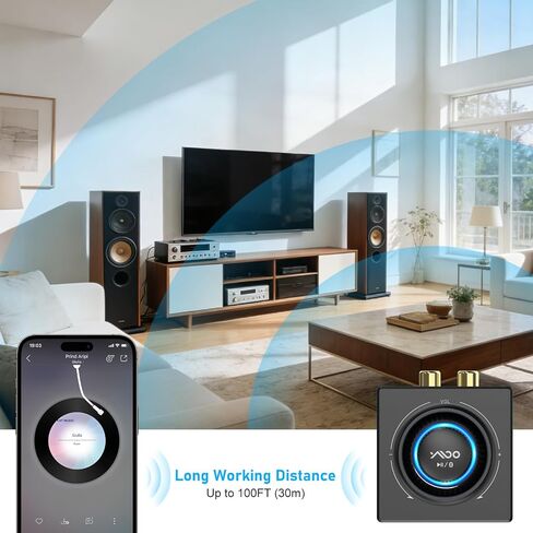 YMOO B06T3 Bluetooth 5.3 Receiver for Home Stereo with RCA AUX 3.5mm Jack | Wireless Audio Adapter, Stereo Receiver with Volume Adjustment Receiving Music from Smartphone/Tablet/Laptop to Speaker in Kuwait