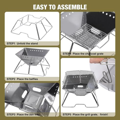 Portable Fire Pit with Grill for Camping, Heavy Duty Collapsible Foldable Fire Pit with Campfire Grill & Carry Bag for Outdoor, Backyard, Patio, Picnic, BBQ in Saudi Arabia