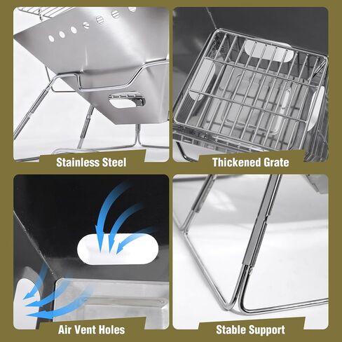 Portable Fire Pit with Grill for Camping, Heavy Duty Collapsible Foldable Fire Pit with Campfire Grill & Carry Bag for Outdoor, Backyard, Patio, Picnic, BBQ in Saudi Arabia