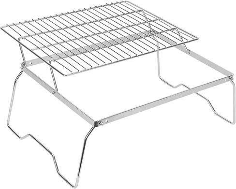 17" Large Folding Campfire Grill, 304 Stainless Steel Firepit Grill Grate, Heavy Duty Portable Camping Grill with Carrying Bag, Gas BBQ Grill Grate for Backpacking, Hiking, Picnics (Double) in Saudi Arabia