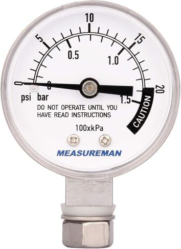 مقياس ضغط الفولاذ الأسود من MEASUREMAN، مقياس ضغط الضغط، مقياس ضغط البخار، قرص 2 بوصة، حامل سفلي، بما في ذلك الحشية السداسية والجوز in Kuwait