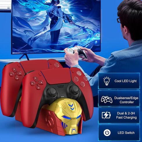 Charger Station for PlayStation 5 Dual Controllers-Fast PS5 Dual Controller Stand Charger Dock with AC Adapter-for PlayStation Systems Games in Saudi Arabia