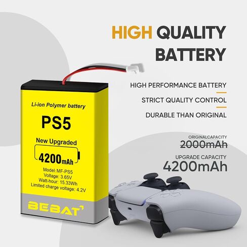 PS5 Controller Battery, High Capacity 4200mAh LIP1708 Li-ion Replacement Battery for PS5 Controller CFI-ZCT1 W B U Replace PS5 Battery with Tool Kits in Kuwait