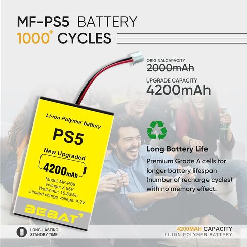 PS5 Controller Battery, High Capacity 4200mAh LIP1708 Li-ion Replacement Battery for PS5 Controller CFI-ZCT1 W B U Replace PS5 Battery with Tool Kits in Kuwait